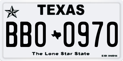 TX license plate BBO0970