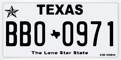 TX license plate BBO0971