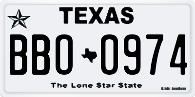 TX license plate BBO0974