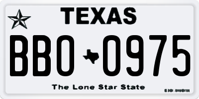 TX license plate BBO0975