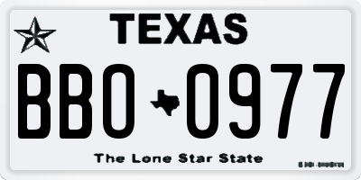 TX license plate BBO0977