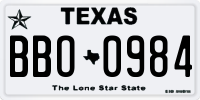 TX license plate BBO0984