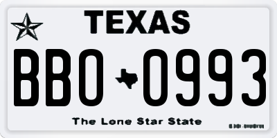 TX license plate BBO0993