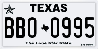 TX license plate BBO0995