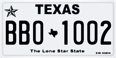 TX license plate BBO1002