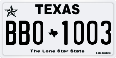 TX license plate BBO1003
