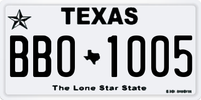 TX license plate BBO1005
