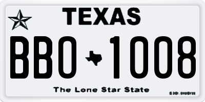 TX license plate BBO1008