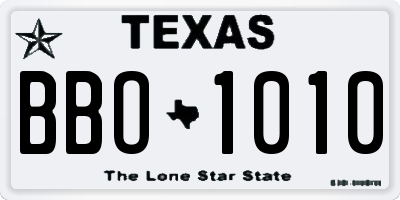 TX license plate BBO1010