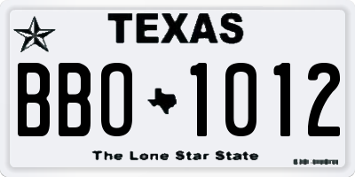 TX license plate BBO1012