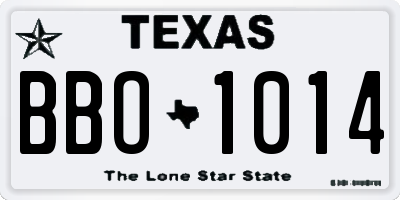 TX license plate BBO1014