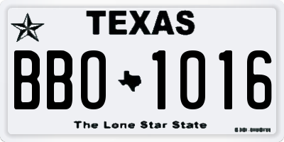 TX license plate BBO1016