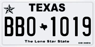 TX license plate BBO1019
