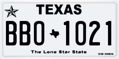 TX license plate BBO1021