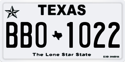TX license plate BBO1022