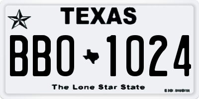 TX license plate BBO1024