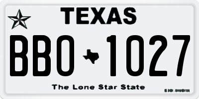 TX license plate BBO1027
