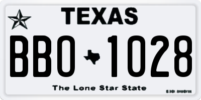 TX license plate BBO1028