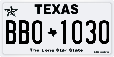 TX license plate BBO1030