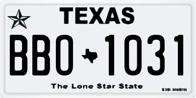 TX license plate BBO1031