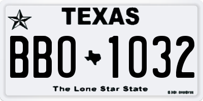 TX license plate BBO1032
