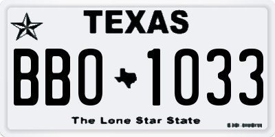 TX license plate BBO1033