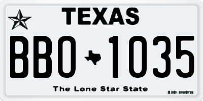 TX license plate BBO1035