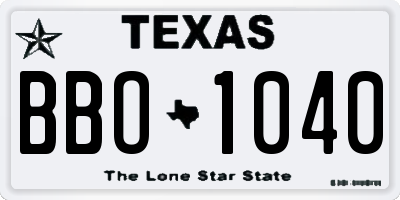 TX license plate BBO1040