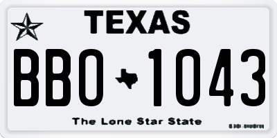 TX license plate BBO1043