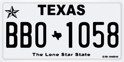 TX license plate BBO1058