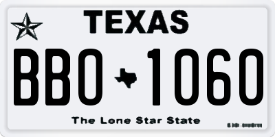 TX license plate BBO1060
