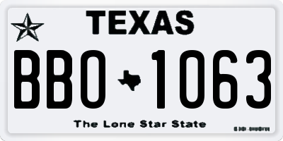 TX license plate BBO1063