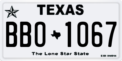 TX license plate BBO1067