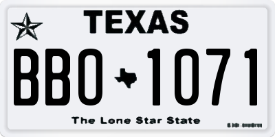 TX license plate BBO1071