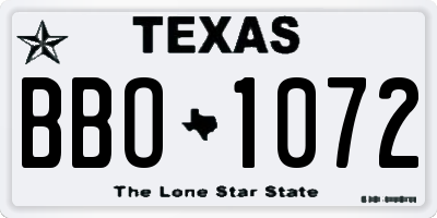 TX license plate BBO1072