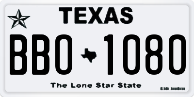 TX license plate BBO1080
