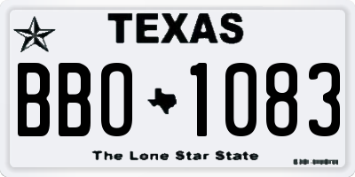 TX license plate BBO1083