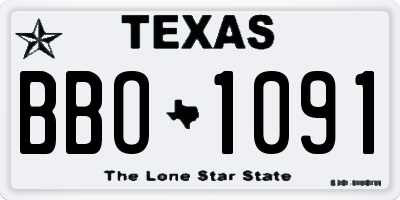 TX license plate BBO1091