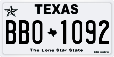 TX license plate BBO1092