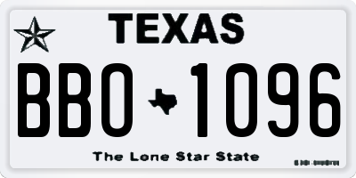 TX license plate BBO1096