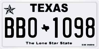 TX license plate BBO1098