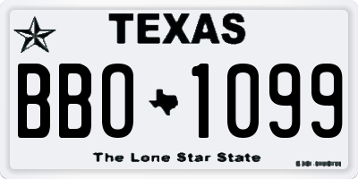TX license plate BBO1099