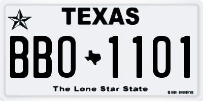 TX license plate BBO1101