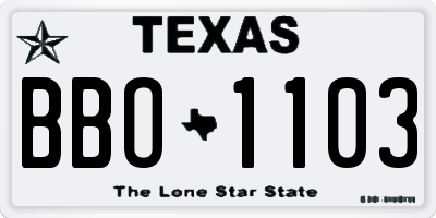 TX license plate BBO1103