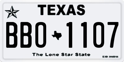 TX license plate BBO1107