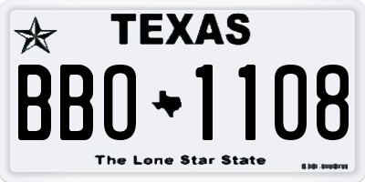 TX license plate BBO1108