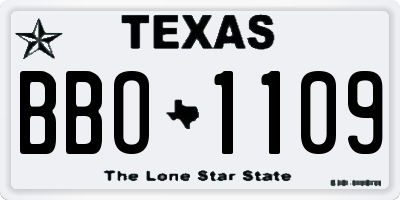 TX license plate BBO1109