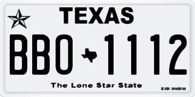 TX license plate BBO1112