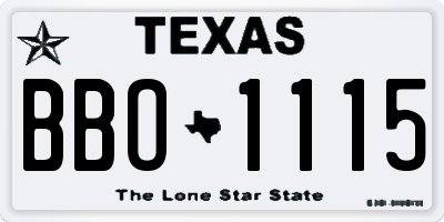 TX license plate BBO1115