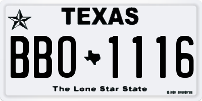 TX license plate BBO1116